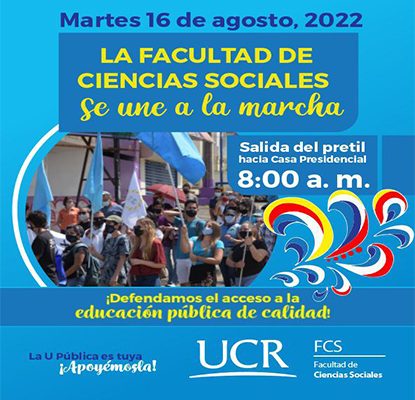 La UCR convoca a gran manifestación este 16 de agosto en defensa de la educación pública